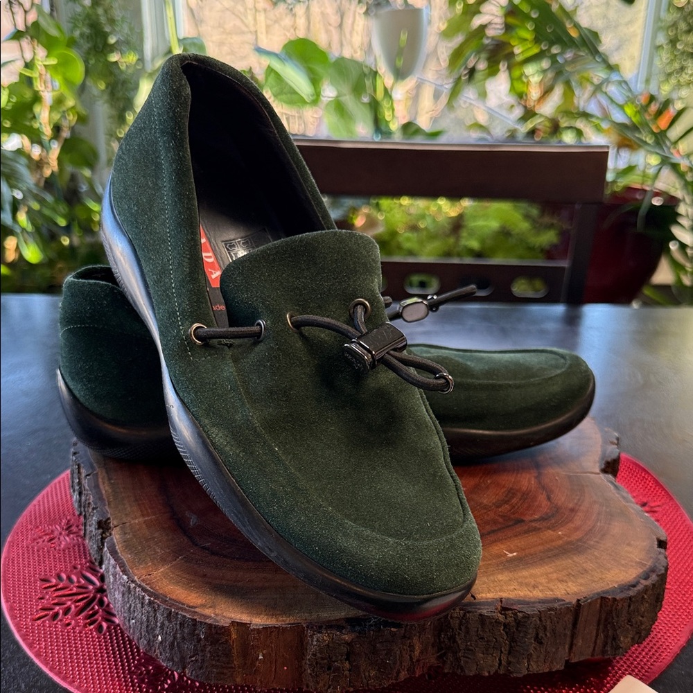 Prada women’s Green Suede Loafers